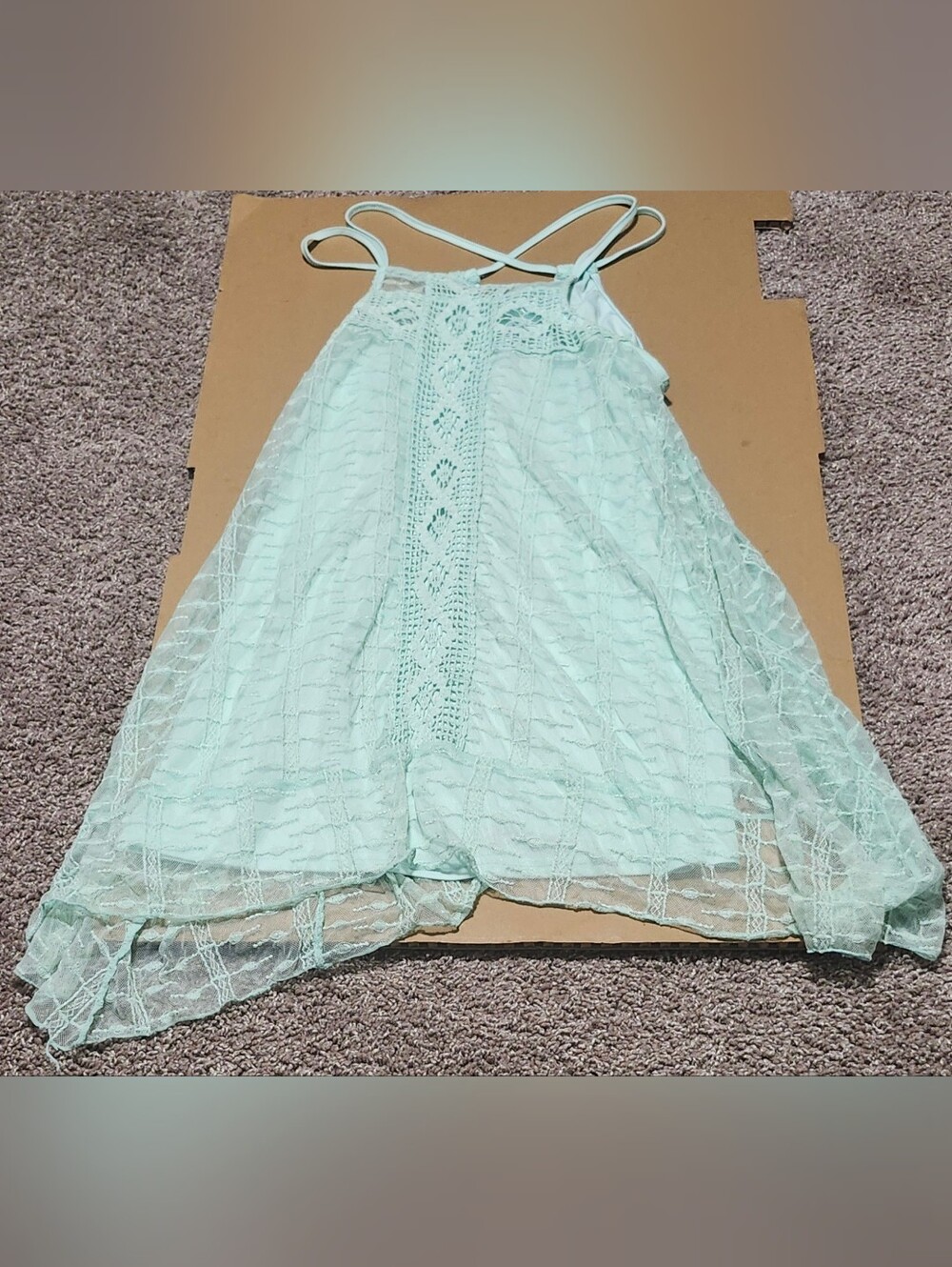 Pinky Light Mint Crochet-Front Lace Sundress